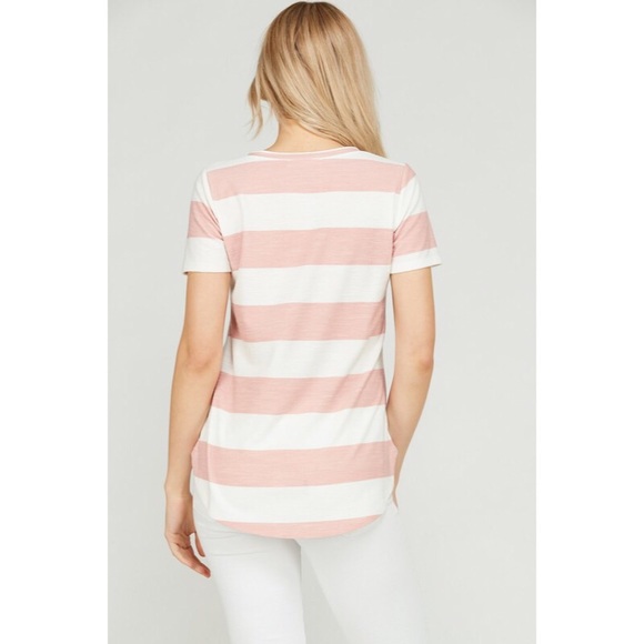 V neck stripe print top - Picture 3 of 6